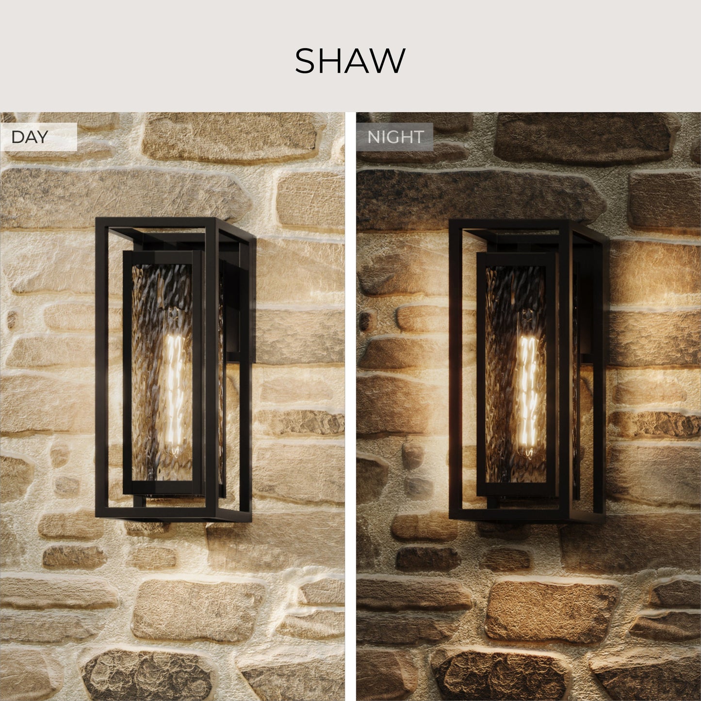 Progress Lighting P560411-020 Shaw Outdoor Wall Lantern Day and Night Comparison