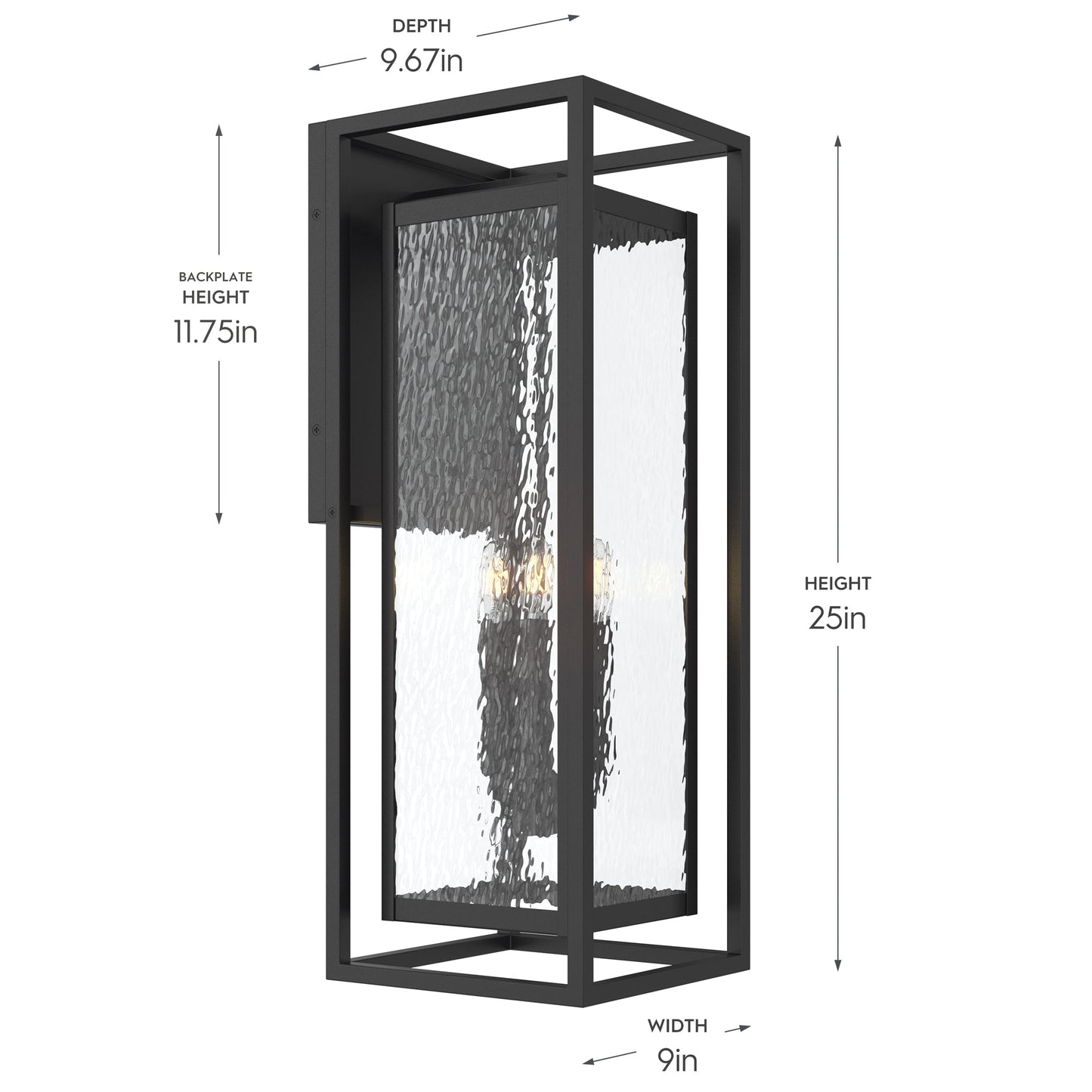 Progress Lighting P560412-031 Shaw Outdoor Wall Lantern Dimensions: 25in Height, 9in Width, 9.67in Depth, 11.75in Backplate Height