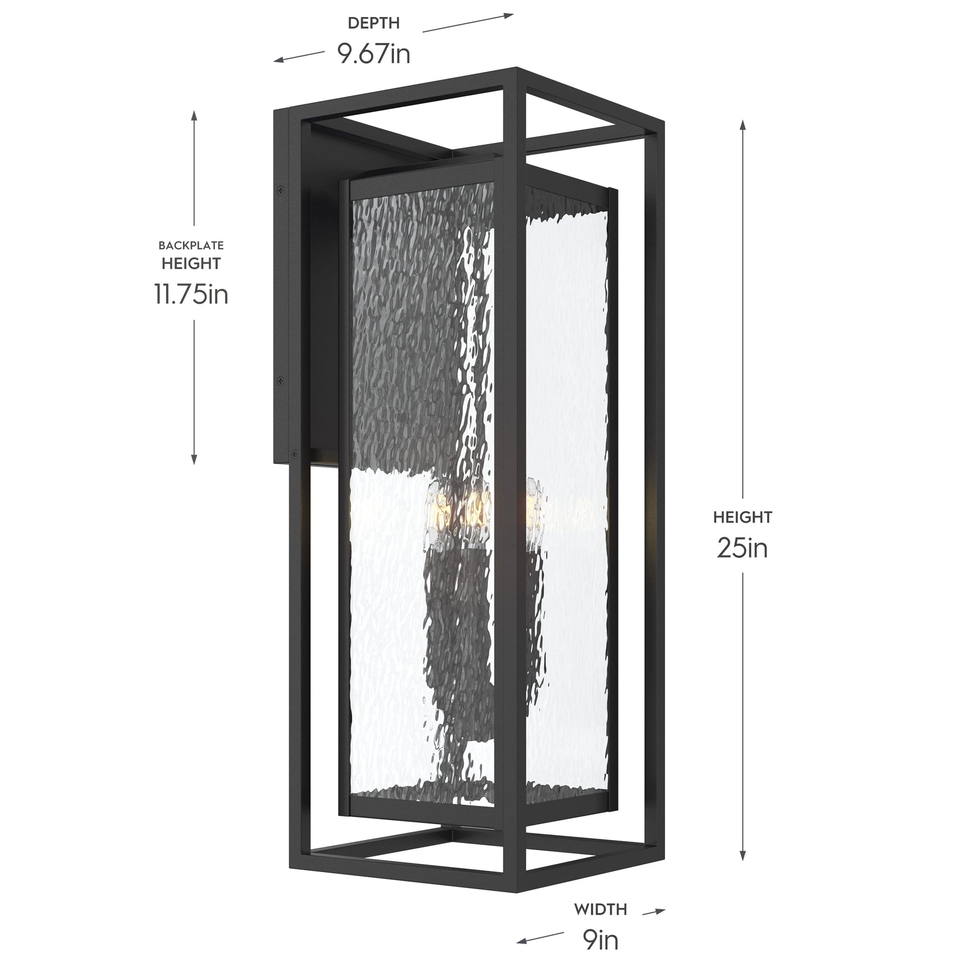 Progress Lighting P560412-031 Shaw Outdoor Wall Lantern Dimensions: 25in Height, 9in Width, 9.67in Depth, 11.75in Backplate Height