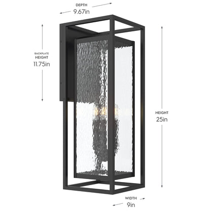 Progress Lighting P560412-031 Shaw Outdoor Wall Lantern Dimensions: 25in Height, 9in Width, 9.67in Depth, 11.75in Backplate Height