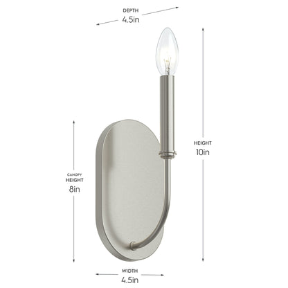 Progress Lighting P710153-009 Reines Brushed Nickel Wall Sconce - Dimensions Diagram