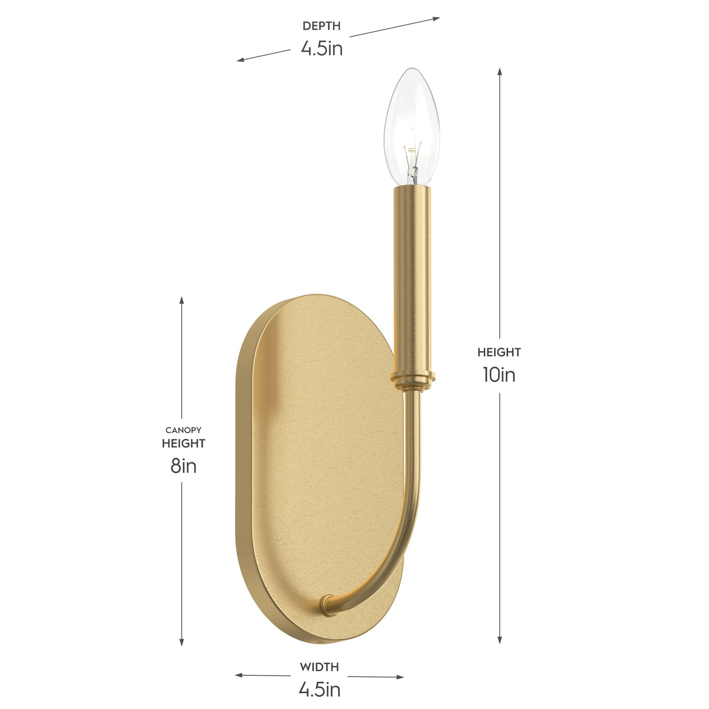 Progress Lighting P710153-191 Reines Wall Sconce - Dimensions Diagram (Height 10in, Width 4.5in, Depth 4.5in)