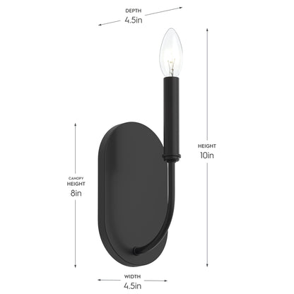 Progress Lighting P710153-31M Reines Matte Black Wall Sconce - Dimensions Diagram