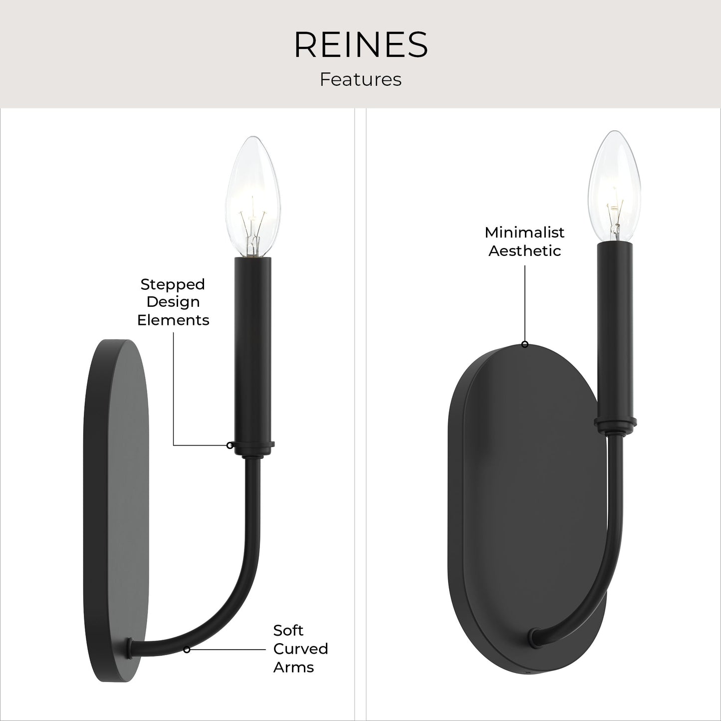 Progress Lighting P710153-31M Reines 1 Light 10 inch Matte Black Wall Sconce
