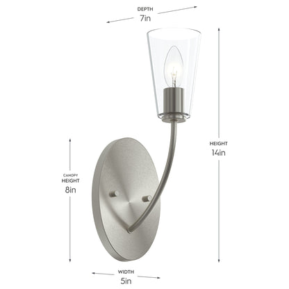 Progress Lighting P710154-31M Jheni Wall Sconce - Dimensions Diagram