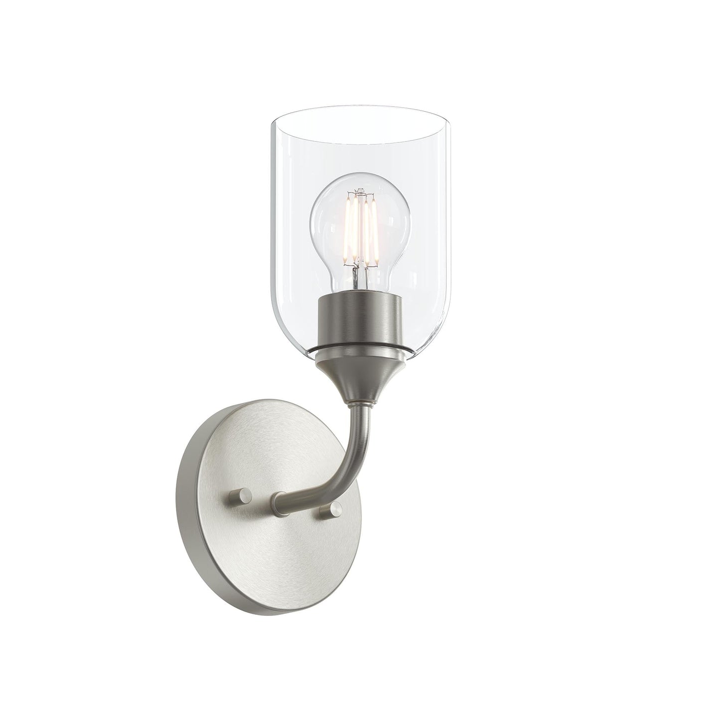 Progress Lighting P710155-009 Ilia 1 Light Brushed Nickel Wall Sconce with Clear Glass Shade