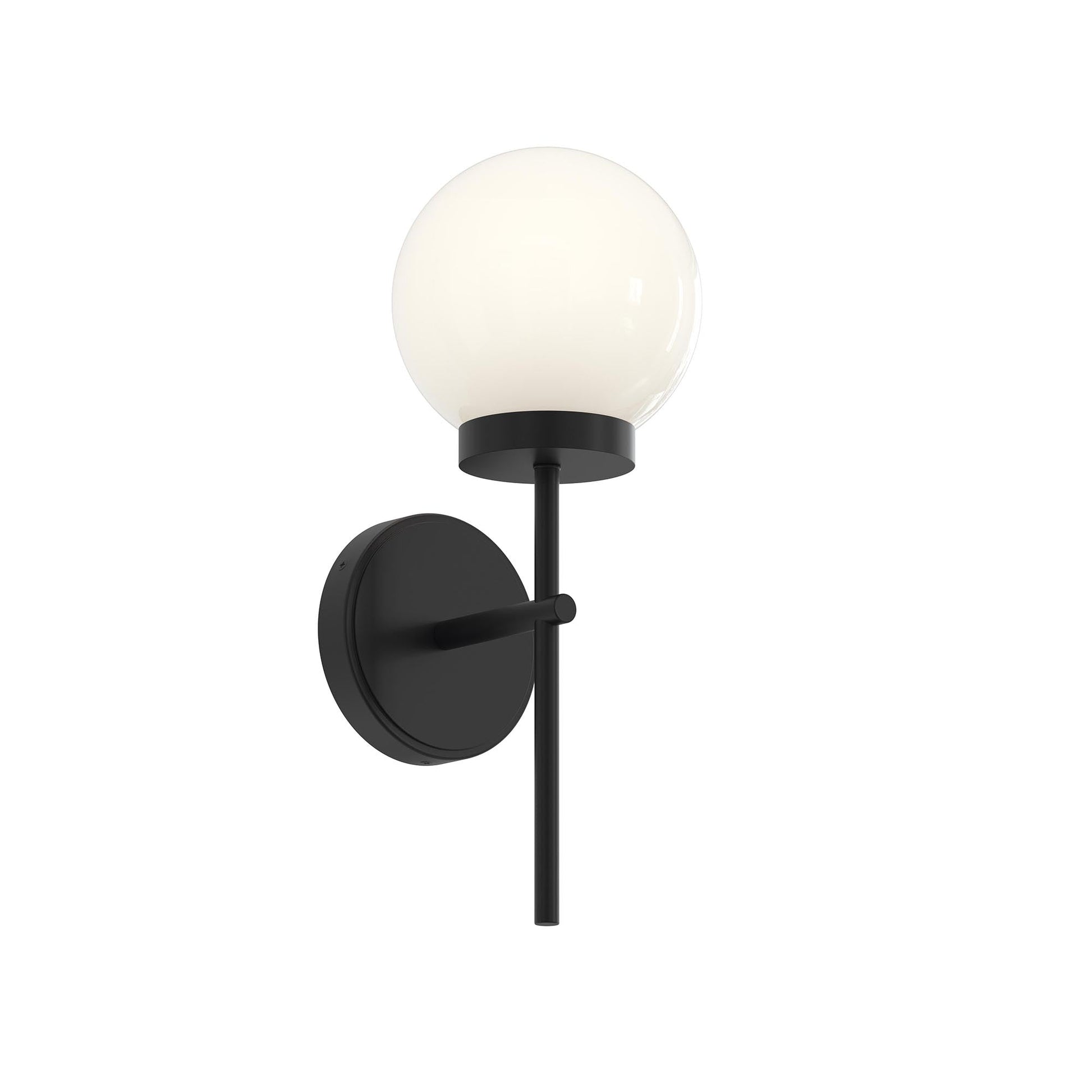 Progress Lighting P710157-31M Rigsby 1 Light Matte Black Wall Sconce with Opal Glass Globe on white background