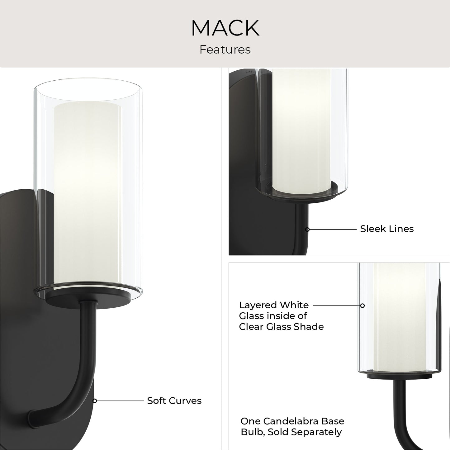Progress Lighting P710158-009 Mack Wall Sconce - Features Infographic