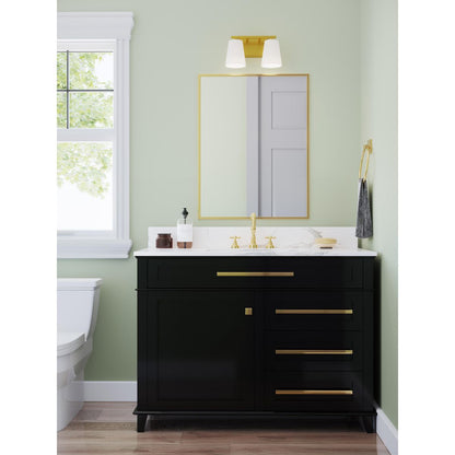 Progress Lighting Vertex 2 light brushed gold bath vanity wall light in bathroom