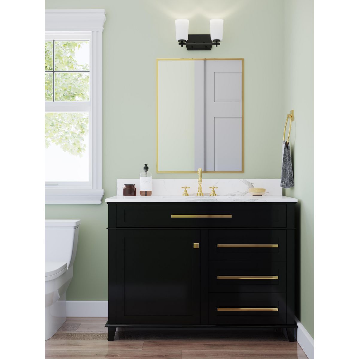 Progress Lighting P300466-31M Adley 2 light bath vanity wall light in powder room