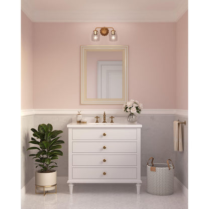 Progress Lighting P300489-204 Quillan 2 light bath vanity wall light installed above bathroom mirror