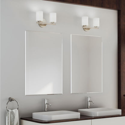 Progress Lighting P2158-09 Replay 2 light bath vanity wall light installed above bathroom mirrors