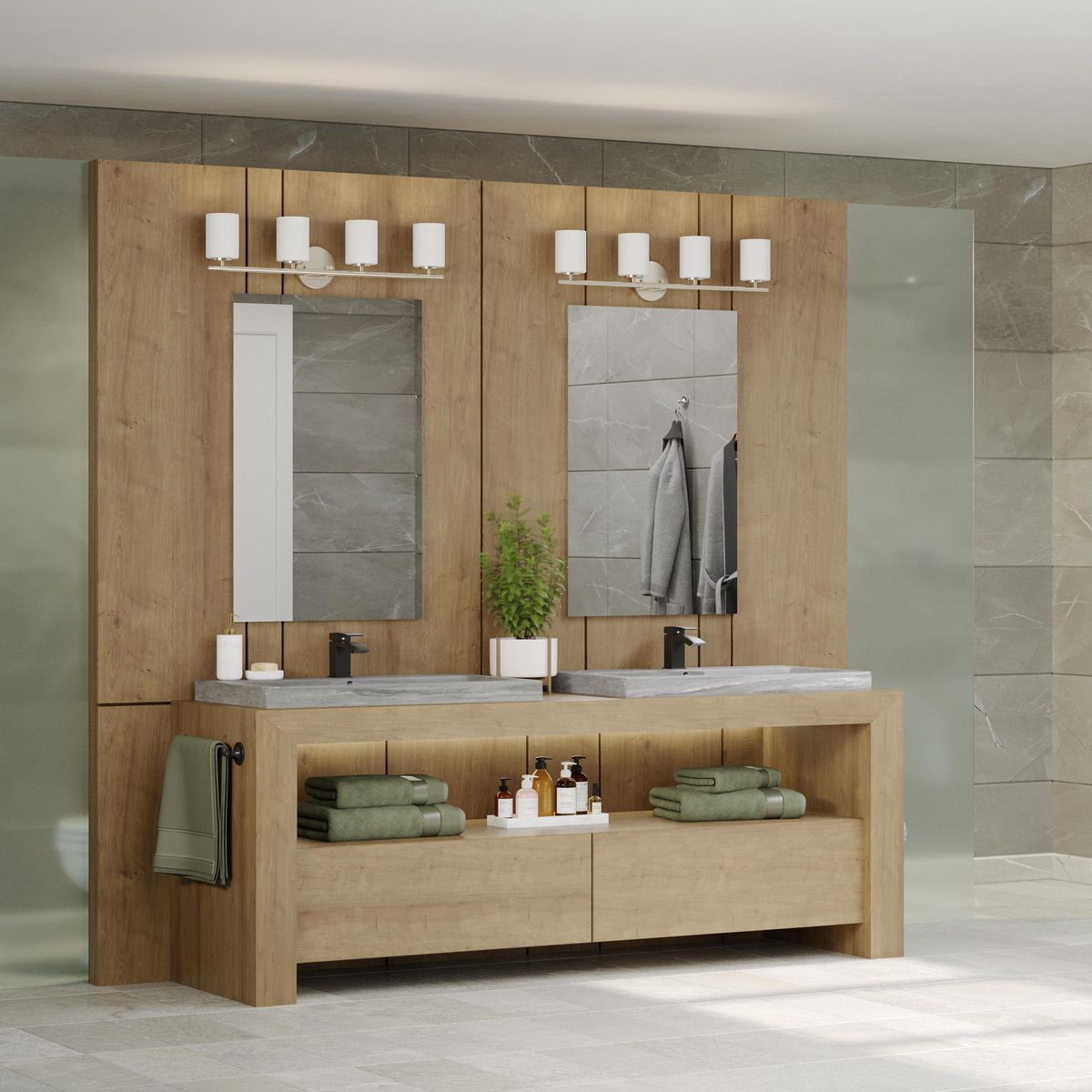 Progress Lighting Replay 4 light bath vanity wall light installed in bathroom
