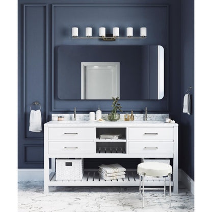 Progress Lighting Replay 6 light bath vanity wall light in a bathroom setting