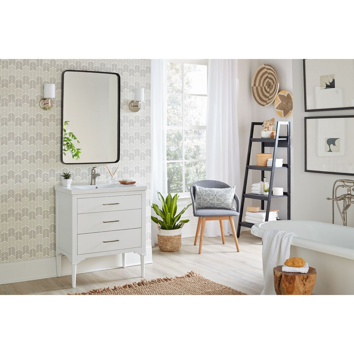 Progress Lighting P2131-104 Replay 1 Light Polished Nickel Bath Vanity Wall Light - Lifestyle Application Shot