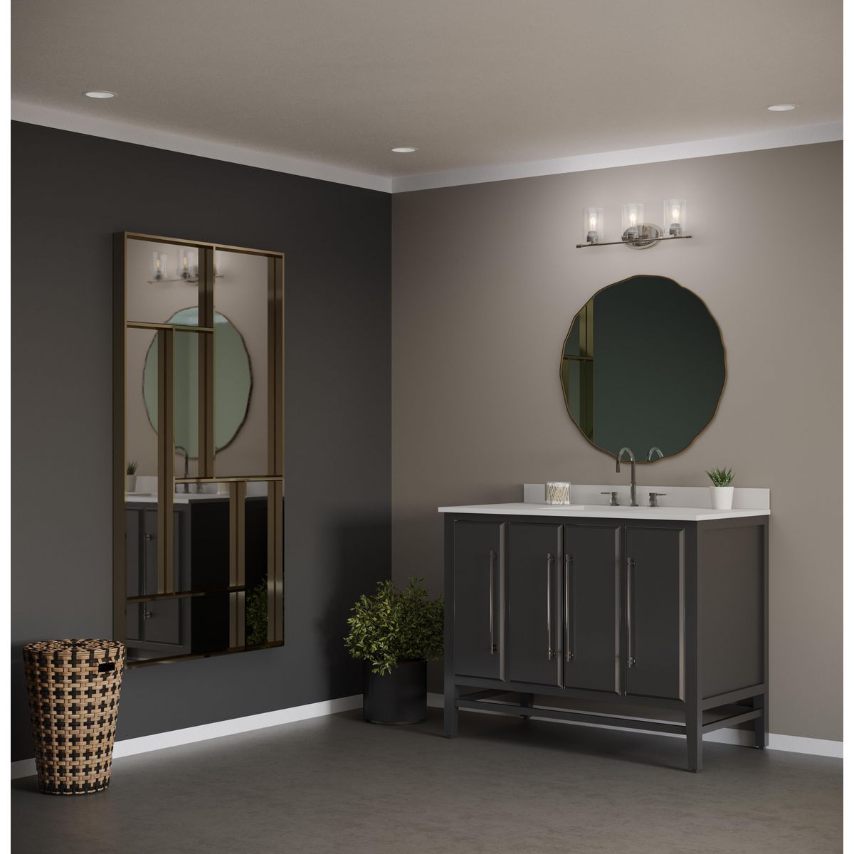 Progress Lighting P300278-009 Riley 3 Light Brushed Nickel Bath Vanity Wall Light lifestyle bathroom setting