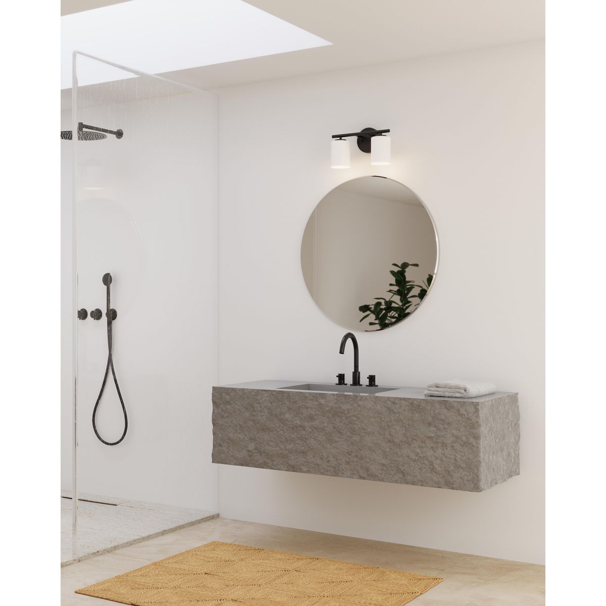 Progress Lighting Replay 2 light black bath vanity wall light in bathroom