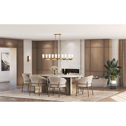Progress Lighting Tosca 10 light brushed bronze linear chandelier in dining room