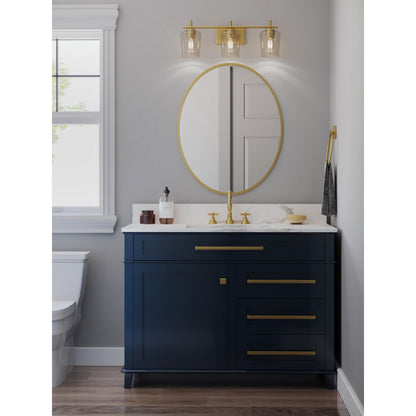 Progress Lighting Calais 3 light vintage brass bath vanity wall light in bathroom