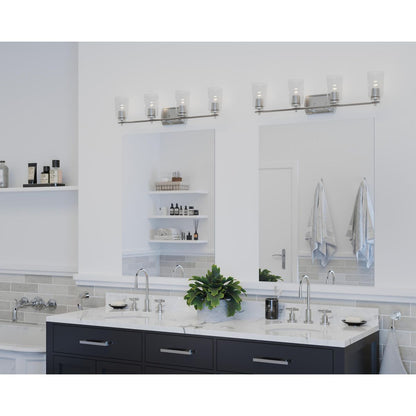 Progress Lighting Adley 4 light brushed nickel bath vanity wall light in bathroom setting