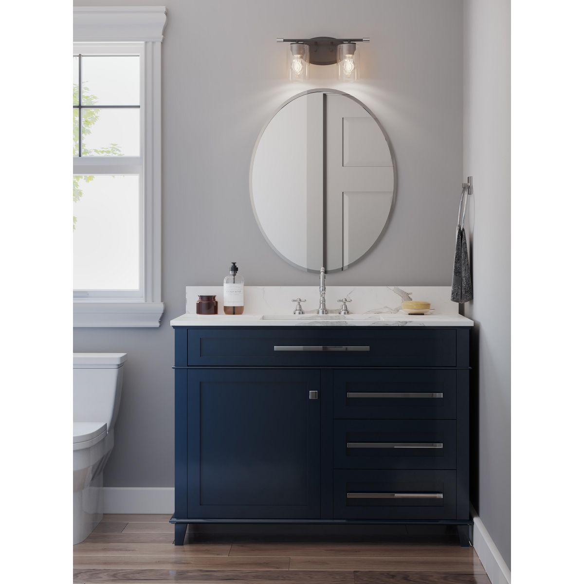 Progress Lighting P300277-031 Riley 2 Light Matte Black Bath Vanity Wall Light - Lifestyle