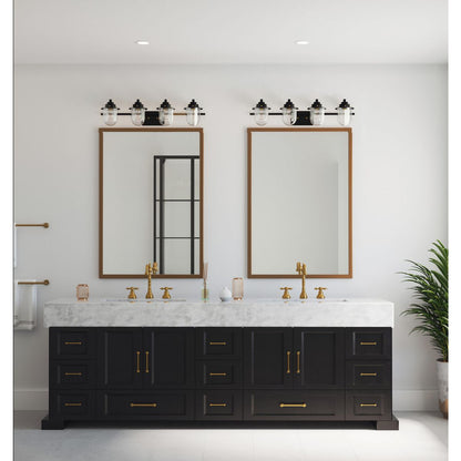 Progress Lighting P300437-31M Northlake 4 light matte black bath vanity wall light in bathroom setting