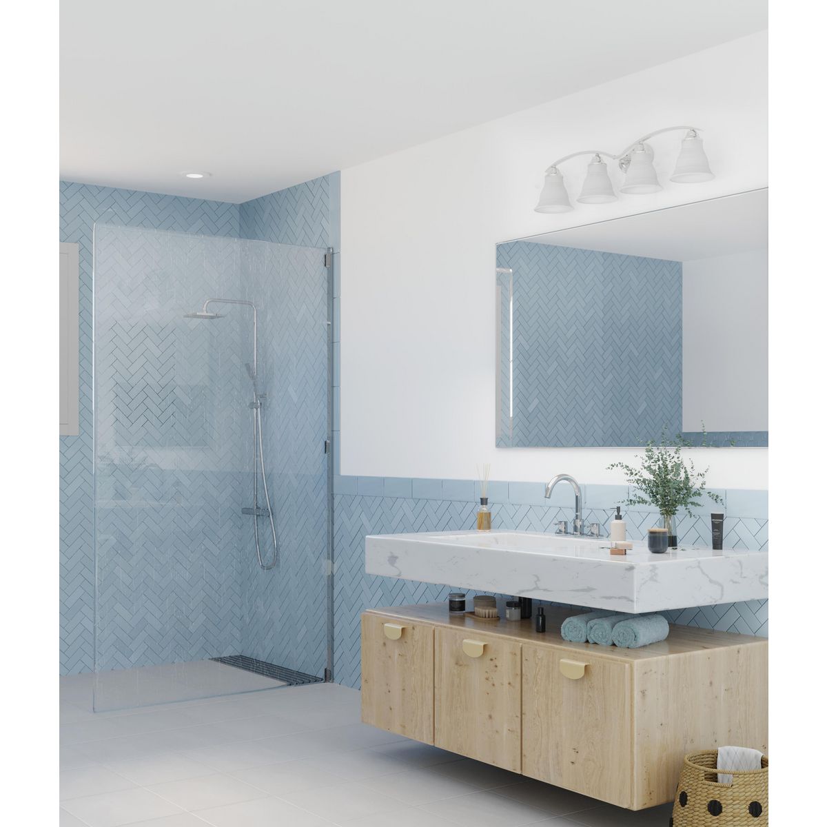 Progress Lighting P3193-15 Trinity 4 Light Polished Chrome Bath Vanity Wall Light - Lifestyle Image
