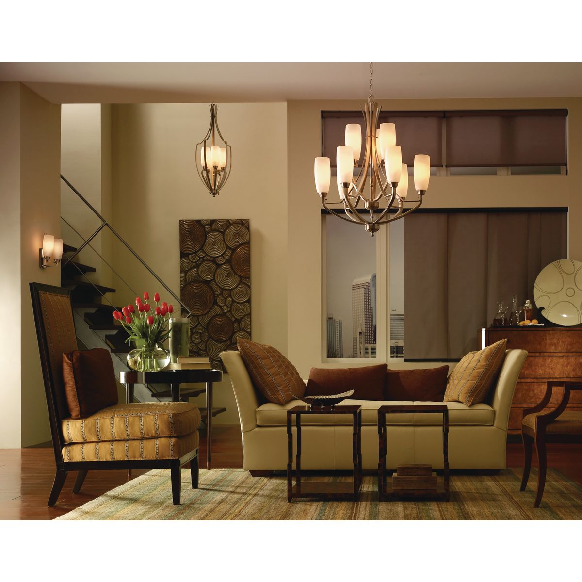 Wisten collection brushed nickel lighting shown in interior room setting