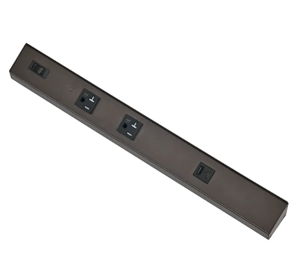 Westgate PSA-12-2R-1U-BR Angled Power Strip with Power & USB Receptacles