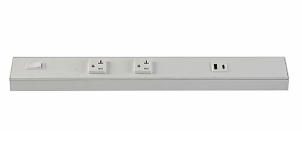Westgate PSA-12-2R-1U-WH Angled Power Strip with Power & USB Receptacles