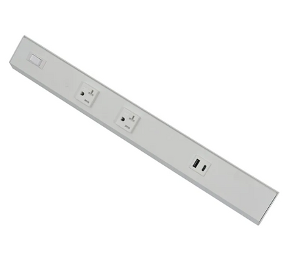 Westgate PSA-12-2R-1U-WH Angled Power Strip with Power & USB Receptacles