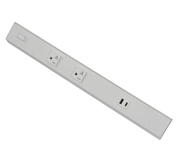 Westgate PSA-12-2R-1U-WH Angled Power Strip with Power & USB Receptacles
