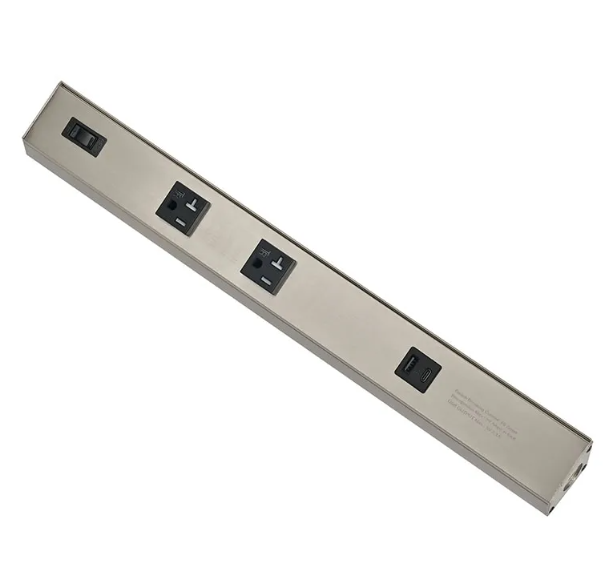 Westgate PSA-18-2R-1U-BN Angled Power Strip with Power & USB Receptacles