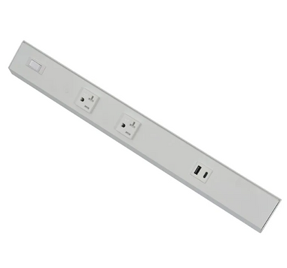 Westgate PSA-18-2R-1U-WH Angled Power Strip with Power & USB Receptacles