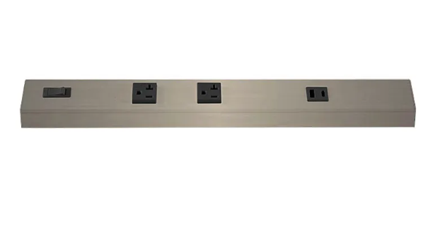 Westgate PSA-24-3R-2U-BN Angled Power Strip with Power & USB Receptacles