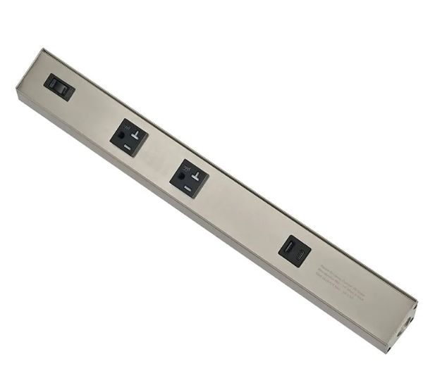 Westgate PSA-24-3R-2U-BN Angled Power Strip with Power & USB Receptacles