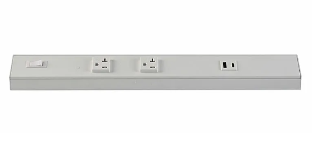 Westgate PSA-24-3R-2U-WH Angled Power Strip with Power & USB Receptacles