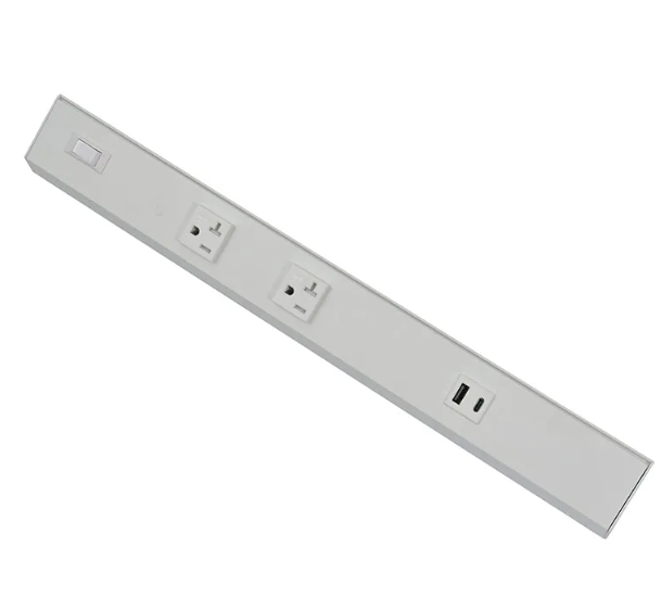 Westgate PSA-24-3R-2U-WH Angled Power Strip with Power & USB Receptacles
