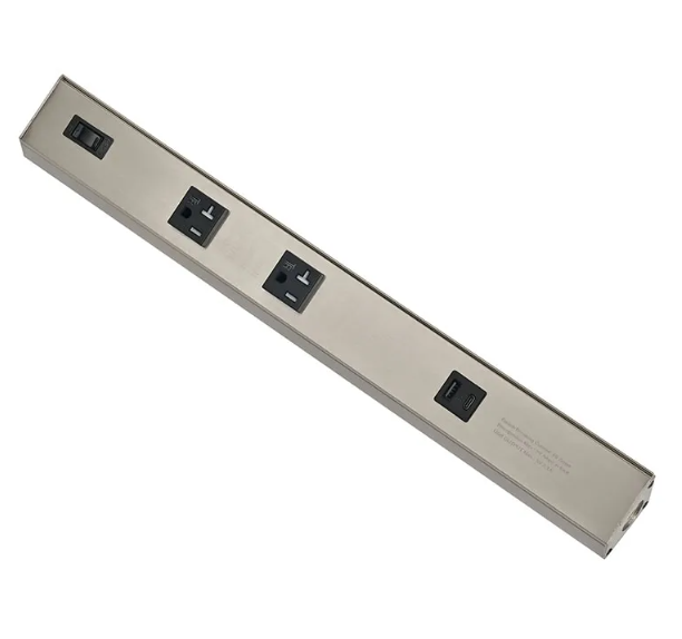 Westgate PSA-30-3R-2U-BN Angled Power Strip with Power & USB Receptacles