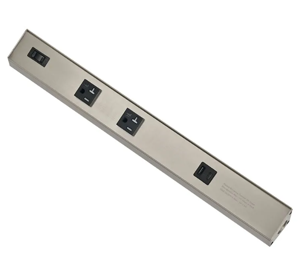 Westgate PSA-36-4R-2U-BN Angled Power Strip with Power & USB Receptacles