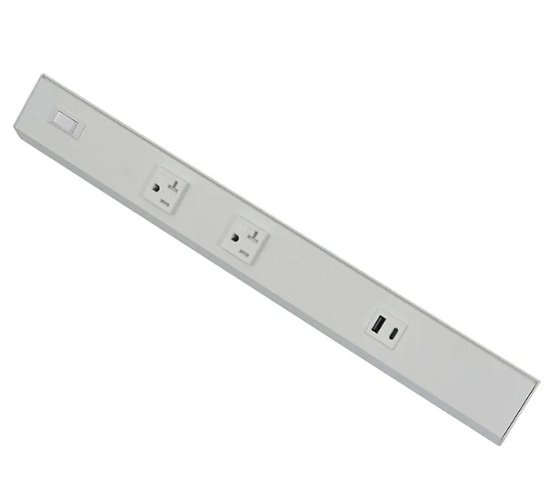 Westgate PSA-36-4R-2U-WH Angled Power Strip with Power & USB Receptacles