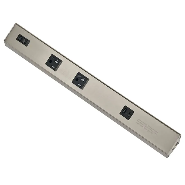 Westgate PSA-42-4R-2U-BN Angled Power Strip with Power & USB Receptacles