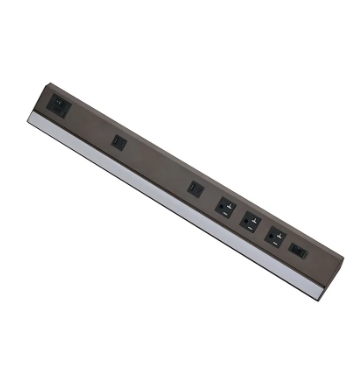 Westgate PSAL-13-1R-MCT5-BR 13 Inches Angled Power LED Strip & Undercabinet Light with Power Receptacle, 2700K/3000K/3500K/4000K/5000K, 420LM