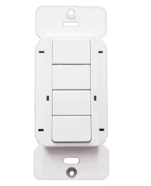 Eiko PSC-DM-WS-400-BLE-SR Single Gang 4-Button Wall Controller, Voltage 120-277V, White