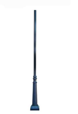 Dabmar Lighting PT-9BASE-B-FL Steel 10' Fluted Galvanized Steel Post 3" O.D. Pole + Base, Black Finish