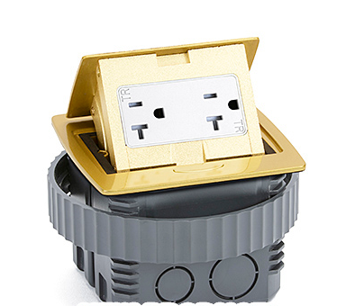 Lew Electric PUFP-CT-B-DS-PB Kitchen Counter Pop Up Receptacle, 20A Duplex, Plastic Back Box, Brass Finish