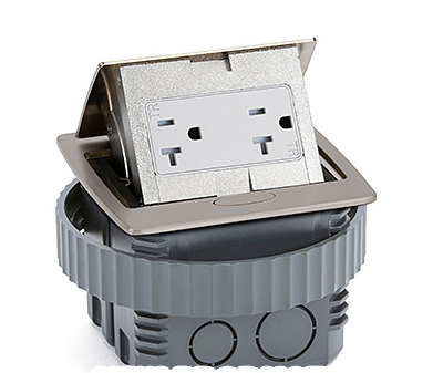 Lew Electric PUFP-CT-NS-DS-PB Kitchen Counter Pop Up Receptacle, 20A Duplex, Plastic Back Box, Nickel Silver Finish