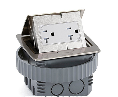 Lew Electric PUFP-CT-SS-DS-PB Kitchen Counter Pop Up Receptacle, 20A Duplex, Plastic Back Box, Stainless Steel Finish