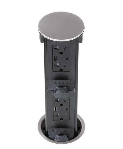 Lew Electric PUR20AC2PD-SS Round Kitchen Pop Up Dual Outlet, USB-A/C ...