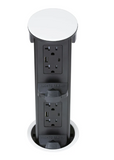 Lew Electric PUR20AC2PD-WT Round Kitchen Pop Up Dual Outlet, USB-A/C Charging, White Finish